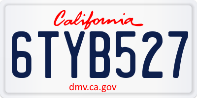 CA license plate 6TYB527
