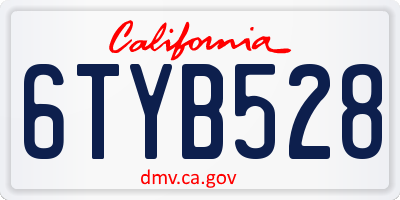CA license plate 6TYB528