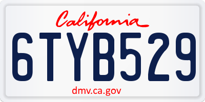 CA license plate 6TYB529