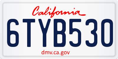 CA license plate 6TYB530