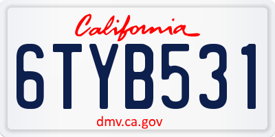 CA license plate 6TYB531