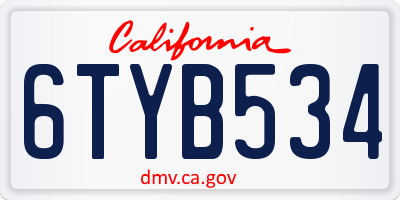 CA license plate 6TYB534