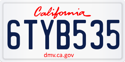 CA license plate 6TYB535