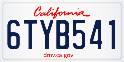 CA license plate 6TYB541
