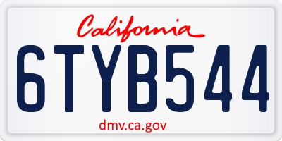 CA license plate 6TYB544