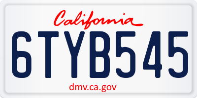 CA license plate 6TYB545