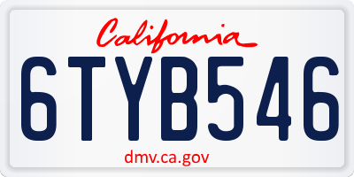 CA license plate 6TYB546