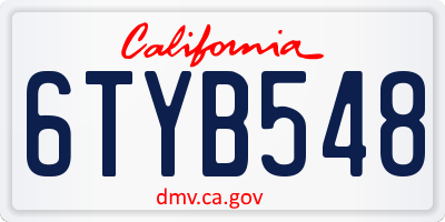CA license plate 6TYB548
