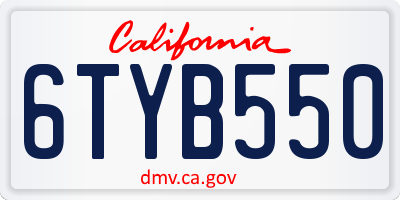 CA license plate 6TYB550