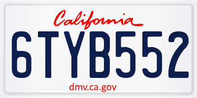 CA license plate 6TYB552