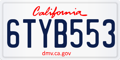 CA license plate 6TYB553