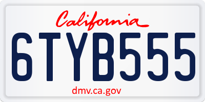 CA license plate 6TYB555