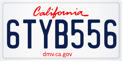 CA license plate 6TYB556