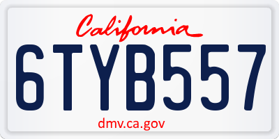 CA license plate 6TYB557