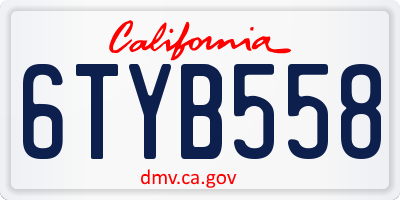CA license plate 6TYB558