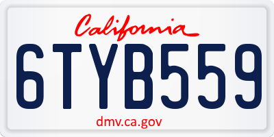 CA license plate 6TYB559