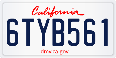 CA license plate 6TYB561