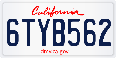 CA license plate 6TYB562