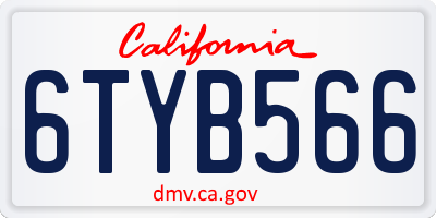 CA license plate 6TYB566