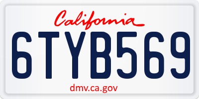 CA license plate 6TYB569