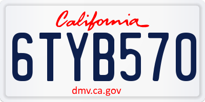 CA license plate 6TYB570