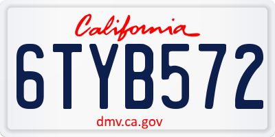 CA license plate 6TYB572