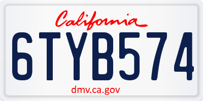 CA license plate 6TYB574
