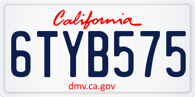 CA license plate 6TYB575