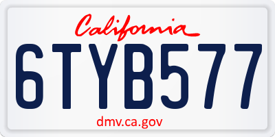 CA license plate 6TYB577