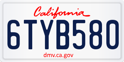 CA license plate 6TYB580