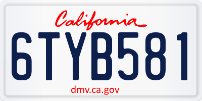 CA license plate 6TYB581