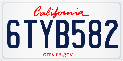 CA license plate 6TYB582