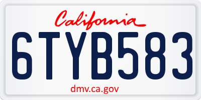 CA license plate 6TYB583