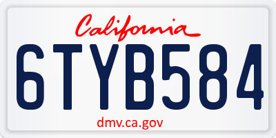 CA license plate 6TYB584