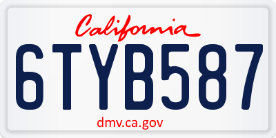 CA license plate 6TYB587
