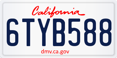 CA license plate 6TYB588