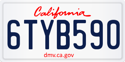 CA license plate 6TYB590