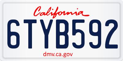 CA license plate 6TYB592