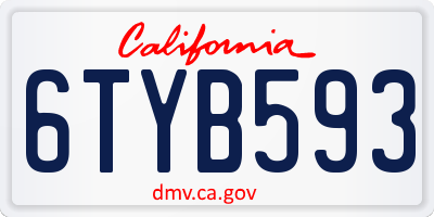 CA license plate 6TYB593