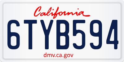 CA license plate 6TYB594