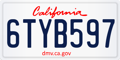 CA license plate 6TYB597