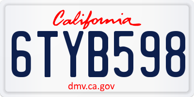 CA license plate 6TYB598