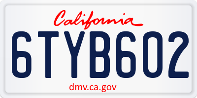 CA license plate 6TYB602