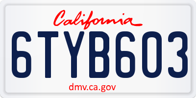 CA license plate 6TYB603