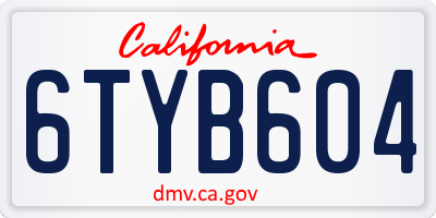 CA license plate 6TYB604