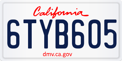 CA license plate 6TYB605