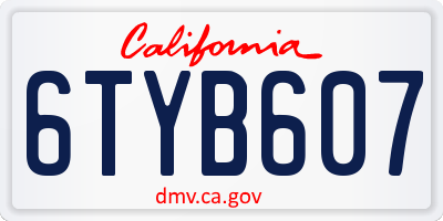CA license plate 6TYB607
