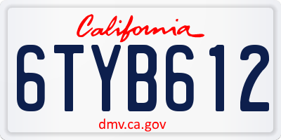 CA license plate 6TYB612
