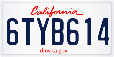 CA license plate 6TYB614