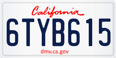 CA license plate 6TYB615